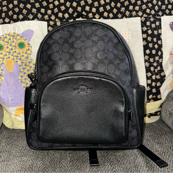 Brand New authentic Coach Signature Court Backpack Black W/ Matching Wallet